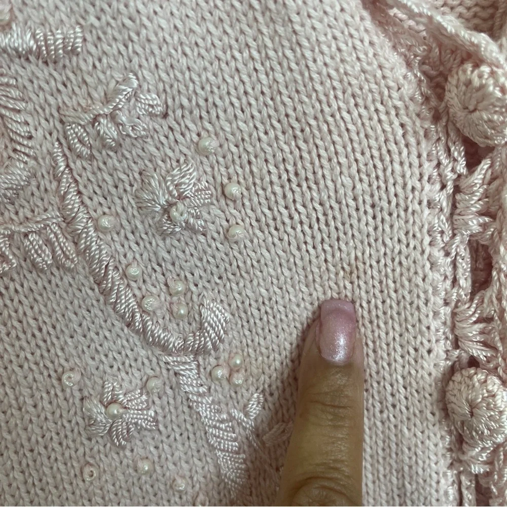 Venezia Light Pink Women's Cardigan Large Embroidered Detail Long Sleeve - Picture 7 of 15